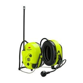 Safety Green 3M Peltor LiteCom Pro III electronic headset with neckband suspension.